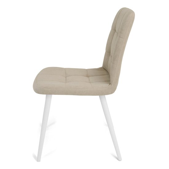 Стул на металлокаркасе мягкий кремовый из велюра (арт 18488) Фото 4