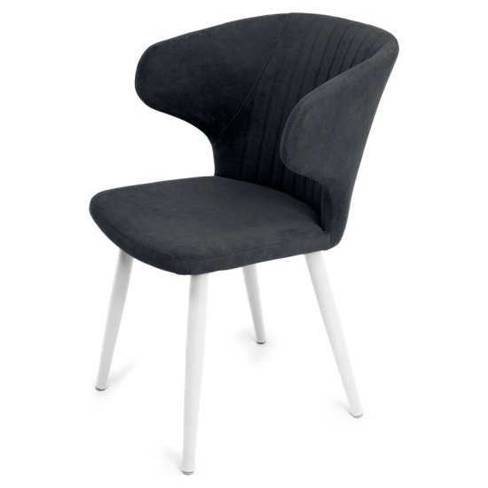 Стул на металлокаркасе мягкий серый из велюра (арт 25830) Фото 2