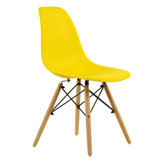 Стул дизайнерский деревянный желтый пластиковый eames (арт 10864) Фото 1