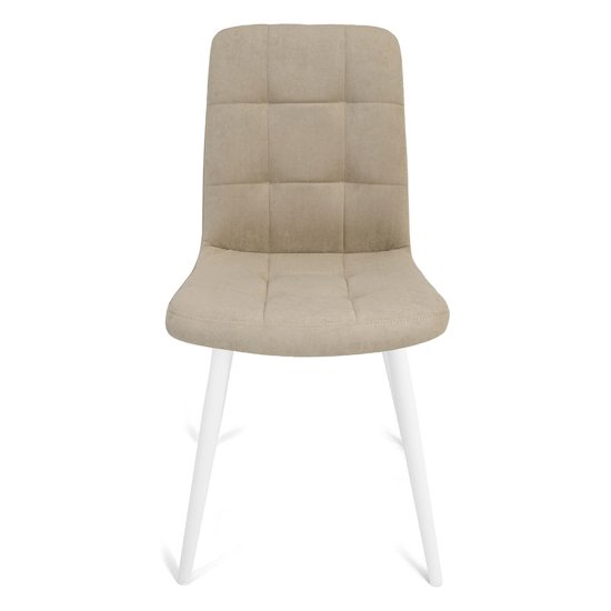 Стул на металлокаркасе мягкий кремовый из велюра (арт 18488) Фото 2