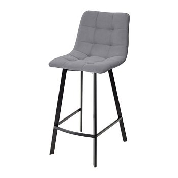 Барный стул серый с обивкой из велюра (арт 15508) - Фото 2