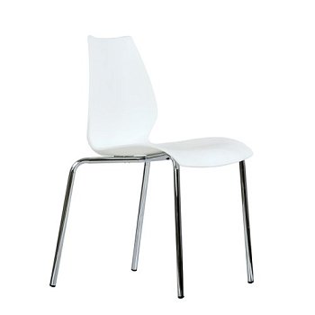 Стул ножки хром белый пластиковый (арт 6629) - Фото 2