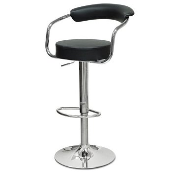 Барный стул на металлокаркасе хромированный с подлокотниками черный (арт 6201) - Фото 2