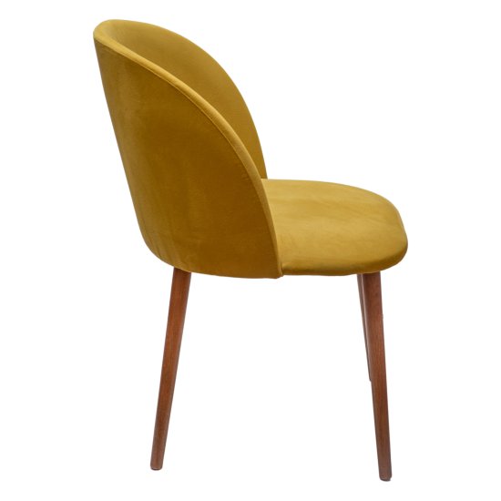 Стул деревянный мягкий желтый велюровый (арт 27461) Фото 3