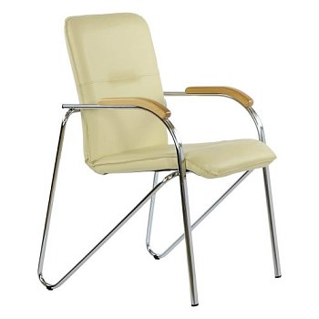 Стул на металлокаркасе с ножками хром мягкий бежевый (арт 29139) - Фото 2