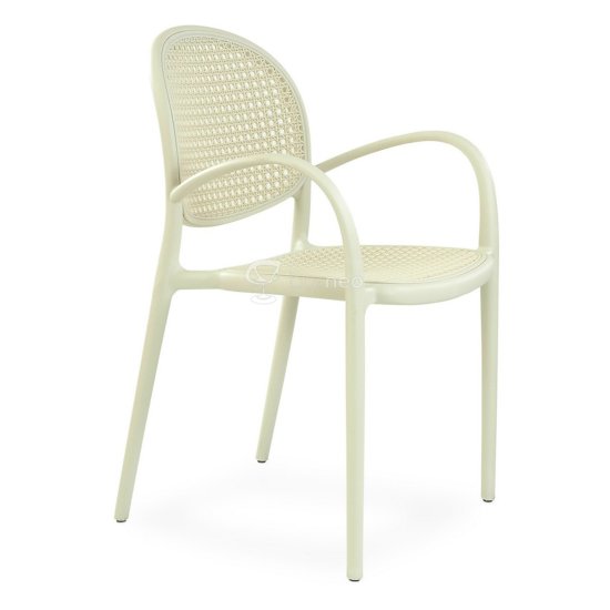 Стул с подлокотниками белый пластмассовый (арт 31296) Фото 1