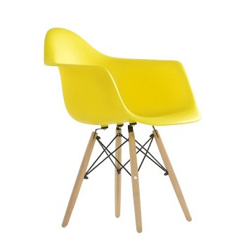 Стул-кресло дизайнерский с подлокотниками желтый пластиковый eames (арт 6584) - Фото 2