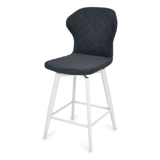 Полубарный стул серый из велюра (арт 33968) Фото 4