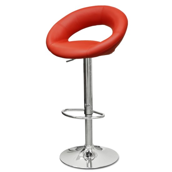Стул барный ножки хром мягкий красный регулируемый (арт 5566) Фото 1
