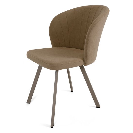 Стул на металлическом каркасе бежевый велюровый (арт 22517) Фото 1
