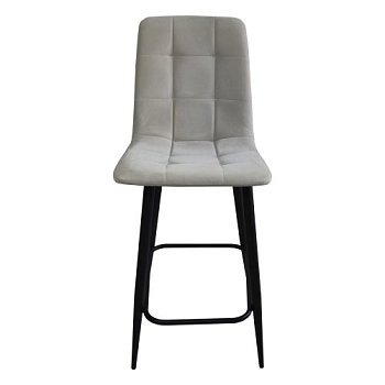 Стул полубарный с черными ножками мягкий бежевый (арт 23937) - Фото 2