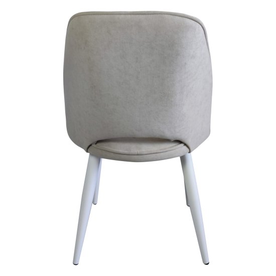 Стул ножки белые мягкий кремовый из велюра (арт 31949) Фото 2