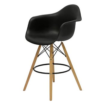 Барный стул дизайнерский с подлокотниками черный в стиле eames (арт 2338) - Фото 2