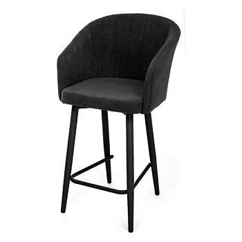 Барный стул на металлокаркасе мягкий коричневый современный (арт 28052) - Фото 2