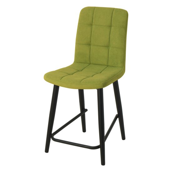 Барный стул на металлокаркасе мягкий зеленый велюровый (арт 18764) Фото 1