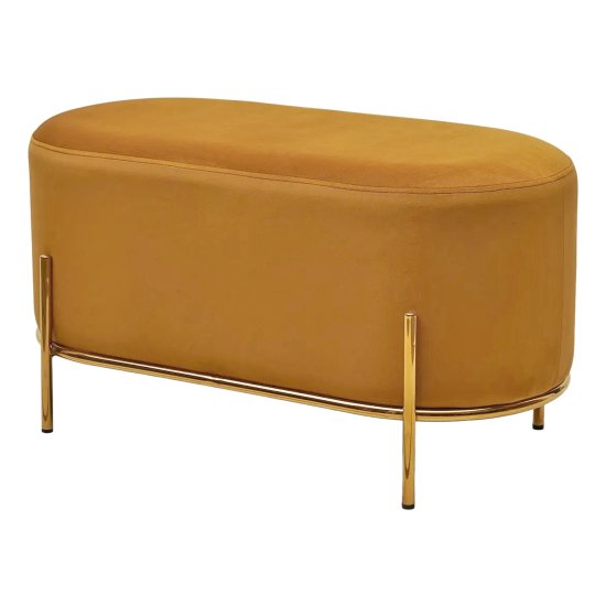 Пуфик на металлическом каркасе желтый с обивкой из велюра (арт 28793) Фото 1