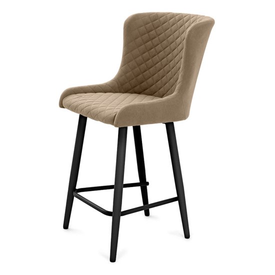 Стул полубарный с черными ножками мягкий велюровый (арт 23172) Фото 1