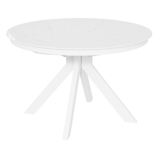 Стол обеденный круглый с керамической столешницей белый (арт 32682) Фото 1