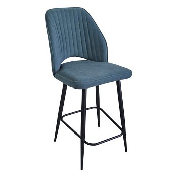 Полубарный стул с черными ножками мягкий синий (арт 31992) - Фото 2