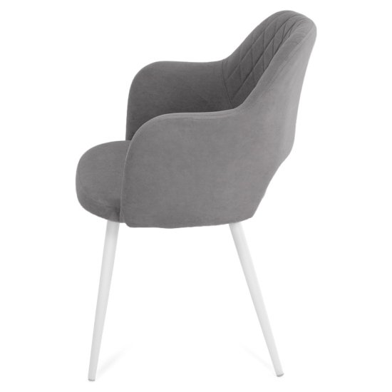Стул с белыми ножками серый велюровый (арт 27692) Фото 4