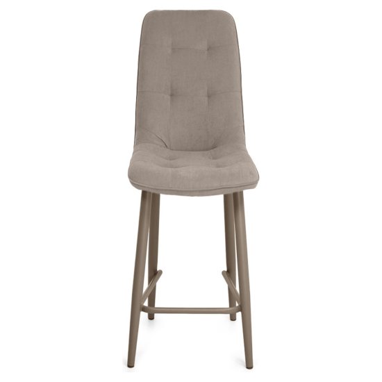 Барный стул мягкий слоновая кость из велюра (арт 20867) Фото 4