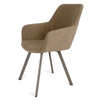 Стул кухонный мягкий бежевый с обивкой из велюра (арт 22251) - Фото 2