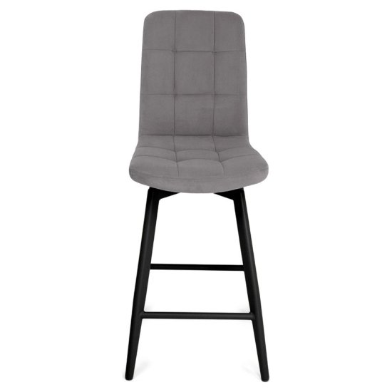 Стул полубарный серый велюровый современный (арт 35366) Фото 5