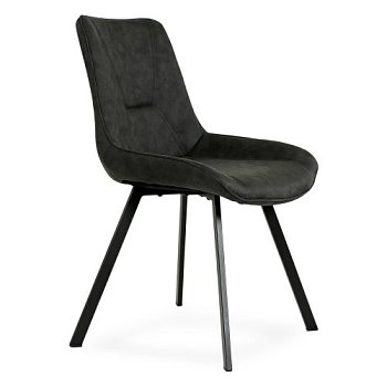 Стул металлический с черными ножками мягкий серый (арт 31671) - Фото 2