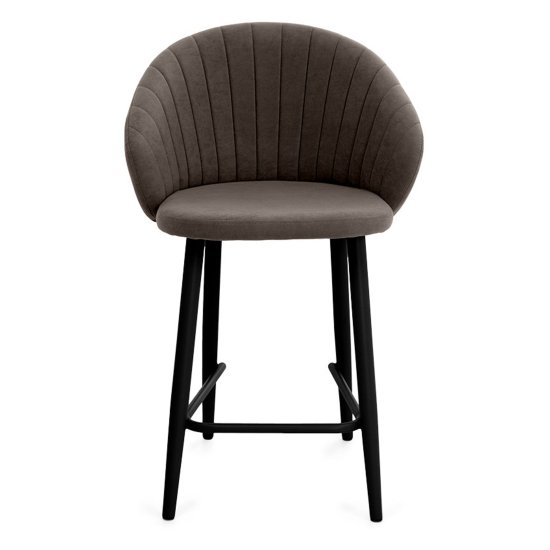 Барный стул на металлокаркасе мягкий из велюра (арт 25378) Фото 5