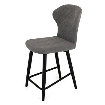 Полубарный стул мягкий серый из велюра (арт 19599) - Фото 2