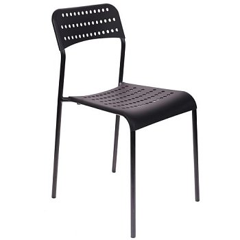 Стул с черными ножками черный из пластика (арт 6674) - Фото 2
