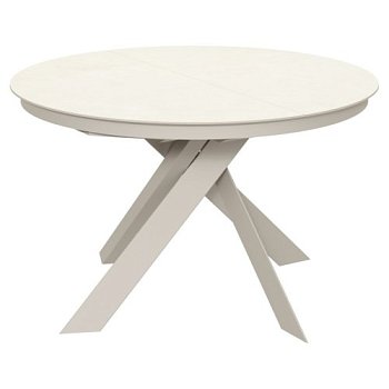 Кухонный стол раскладной круглый из керамогранита бежевый (арт 35159) - Фото 2