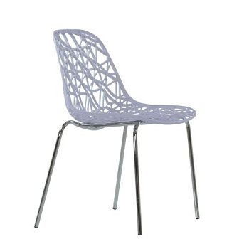 Стул для кухни металлический хромированный белый из пластика (арт 6614) - Фото 2