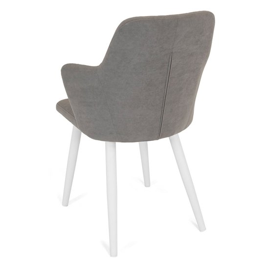 Стул ножки белые мягкий серый из велюра (арт 26357) Фото 5