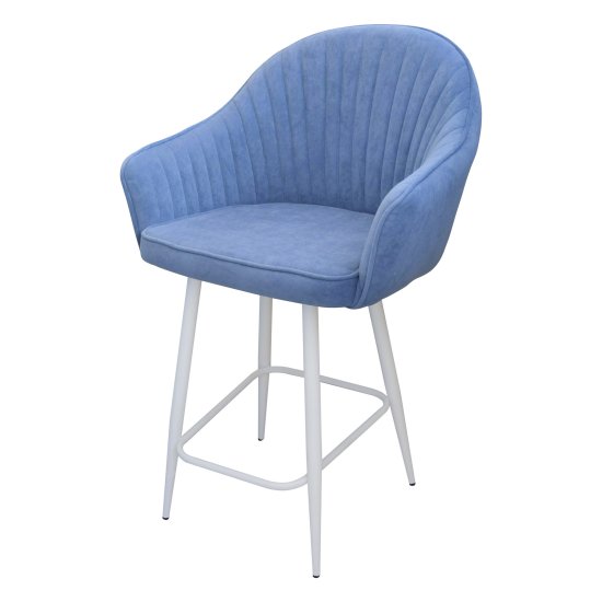 Полубарный стул на металлокаркасе с подлокотниками синий (арт 31849) Фото 1