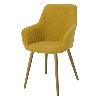 Полукресло мягкое с подлокотниками желтое с обивкой из велюра (арт 22134) - Фото 2