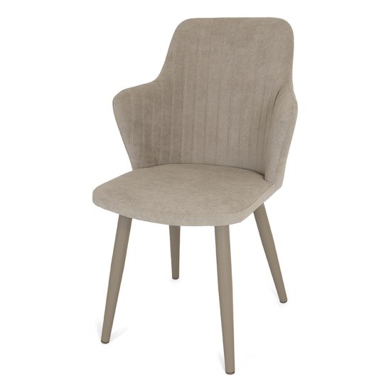 Стул на металлокаркасе мягкий бежевый велюровый (арт 28637) Фото 3