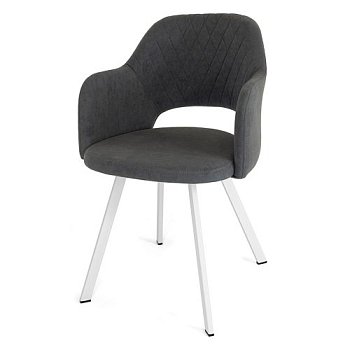 Стул-кресло на металлическом каркасе с подлокотниками серый (арт 27818) - Фото 2