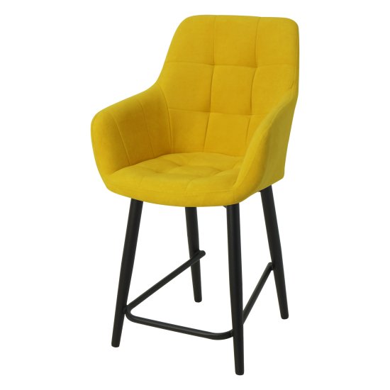 Барный стул на металлическом каркасе мягкий желтый (арт 18630) Фото 1