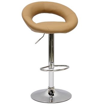 Барный стул хромированный мягкий коричневый (арт 5582) - Фото 2