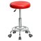 Табурет с металлическими ножками мягкий красный регулируемый (арт 5461)