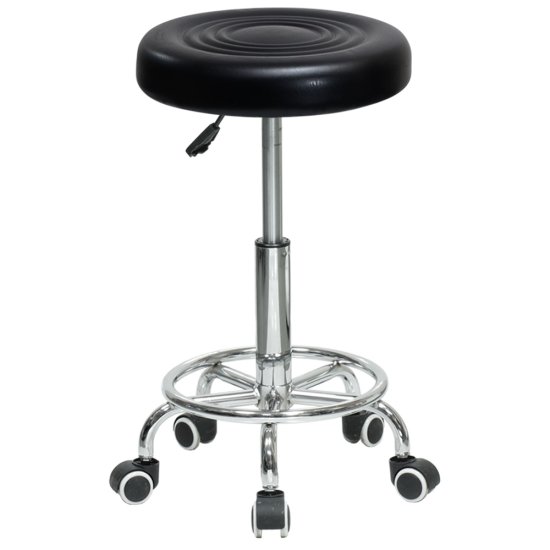 Табурет на металлокаркасе хромированный мягкий черный крутящийся (арт 5467) Фото 1