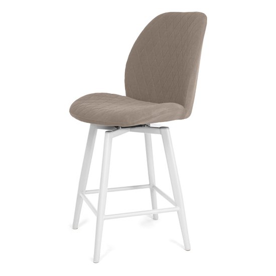 Барный стул мягкий слоновая кость из велюра (арт 33549) Фото 7