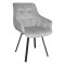 Полукресло на металлокаркасе с подлокотниками серое из бархата (арт 15101)