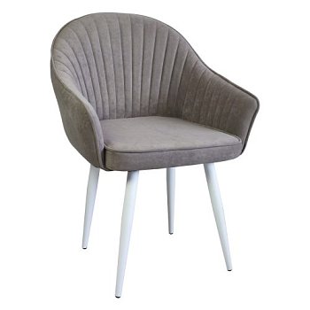 Стул-кресло на металлическом каркасе мягкий бежевый (арт 29549) - Фото 2