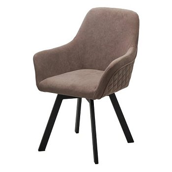 Стул с черными ножками мягкий с подлокотниками из велюра (арт 31417) - Фото 2