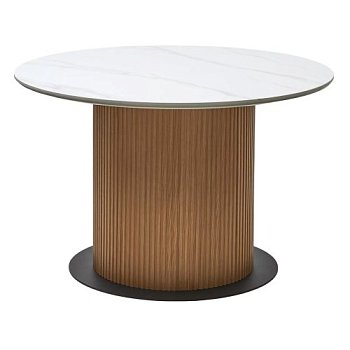 Стол кухонный круглый под мрамор на одной ноге D-120 см (арт 33377) - Фото 2