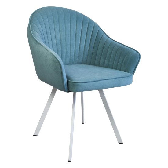 Полукресло ножки белые с мягким сидением голубой (арт 29552) Фото 1