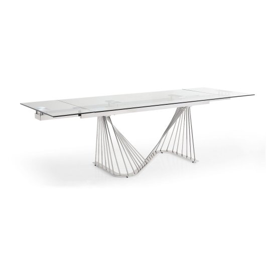 Кухонный стол раздвижной стеклянный прозрачный 180 см (арт 31470) Фото 3
