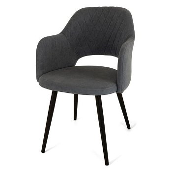 Полукресло мягкое с подлокотниками серое велюровое (арт 27743) - Фото 2